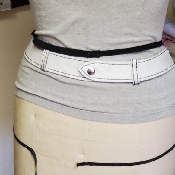 Brand New Contoured belt - Light gray whole grain leather. Handcrafted main image 5